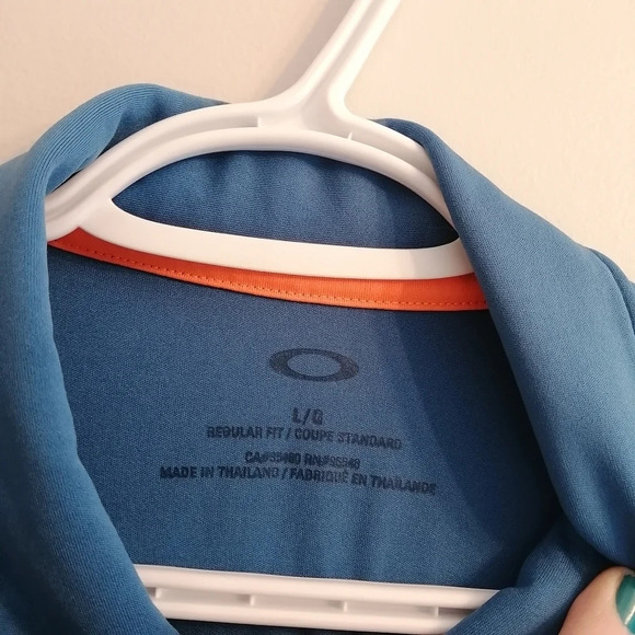 Oakley Men's Regular Fit High Crest Blue Striped Short Sleeve Golf Polo Large - Picture 12 of 16